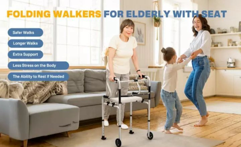 Open Box ElphGuard 4in1 Walkers for Seniors, Front Wheeled Walker, 2 Wheel Standard Walker