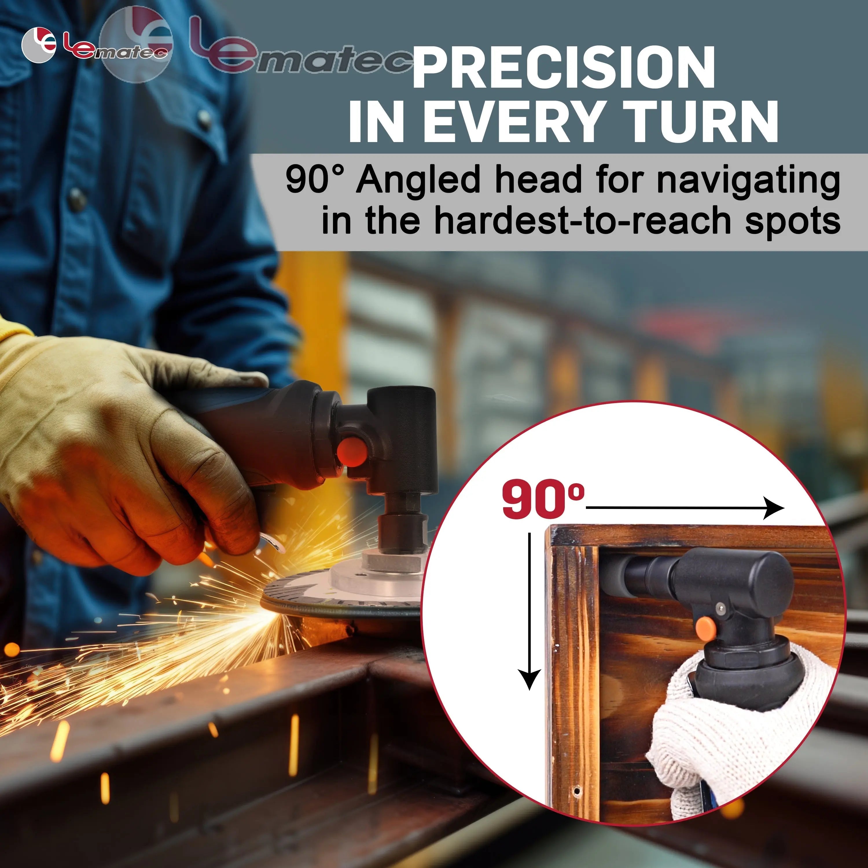 Professional Air Angle Die Grinder - 18,000 RPM with Spindle Lock-Out (LE-G1343L)