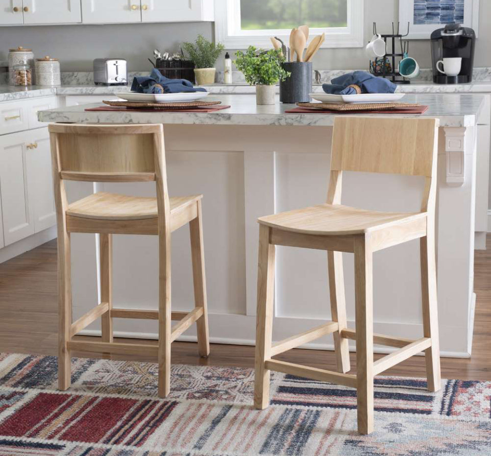 LINON HOME DECOR - DEVIN COUNTER STOOL UNFINISHED (SET OF 2) - CS279UNF02KD