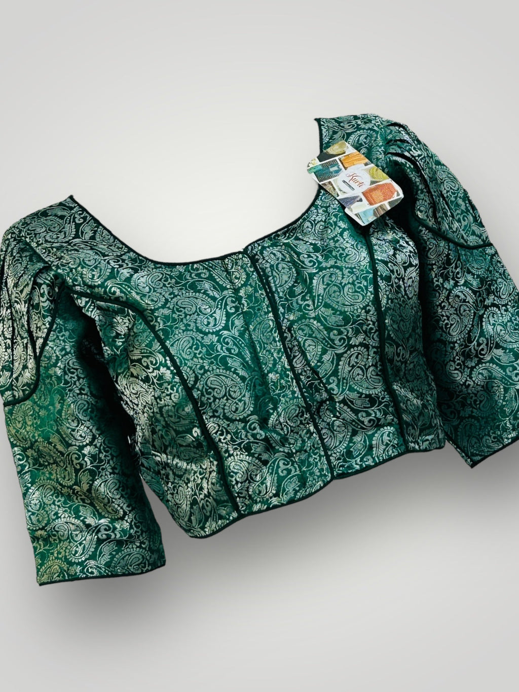 Green- Silver : silk readymade blouse