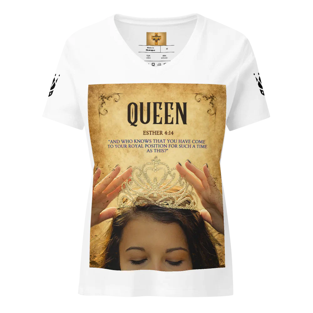 Shalom & Grace Apparel Queen Esther Women's Relaxed V-Neck T-Shirt | Bella Canvas 6405CVC