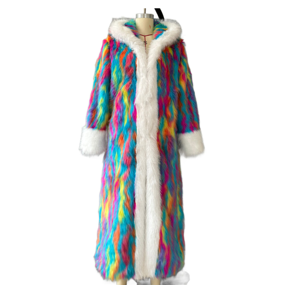 Rainbow Swirl Faux Fur Coat PRE ORDER