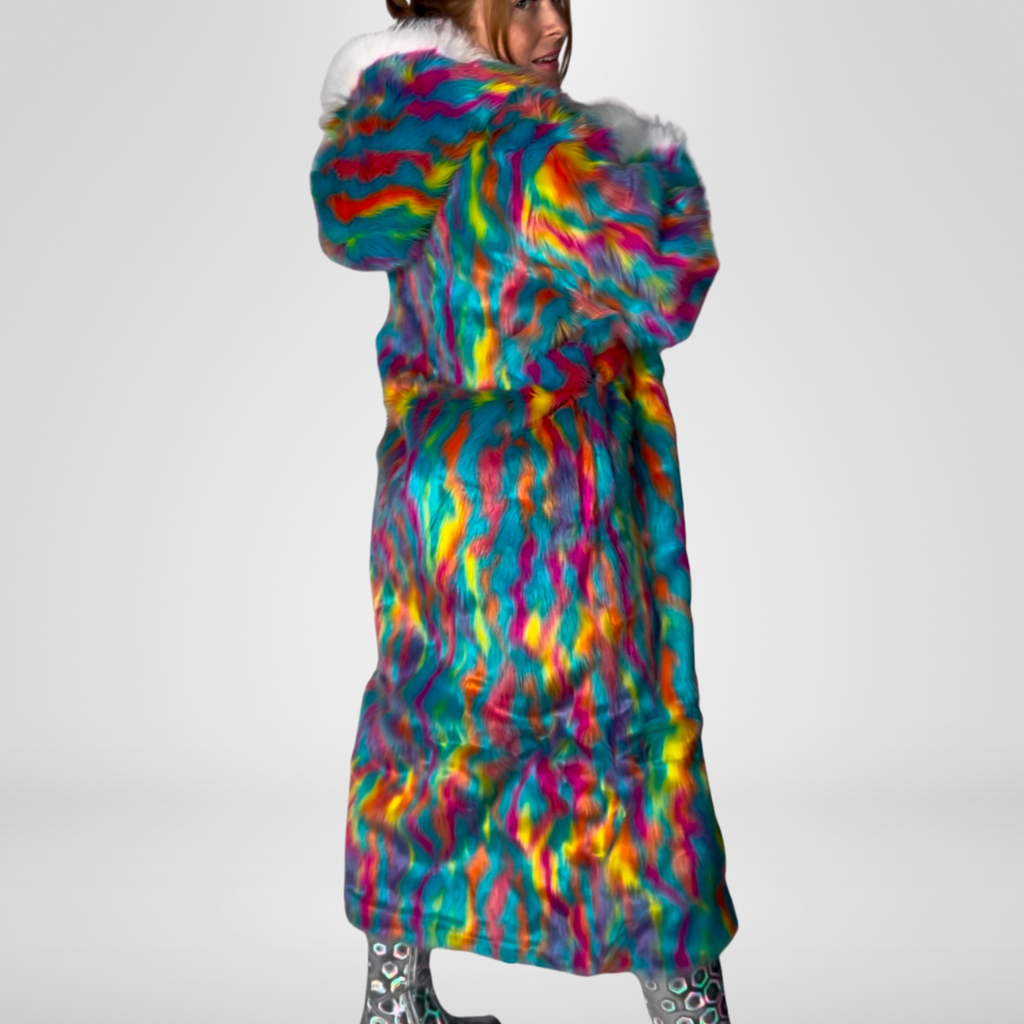 Rainbow Swirl Faux Fur Coat PRE ORDER