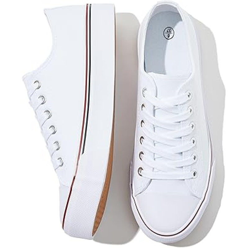 New Fracora Womens Size 11 White Canvas Lace Up Classic Sneaker Low Top Shoes