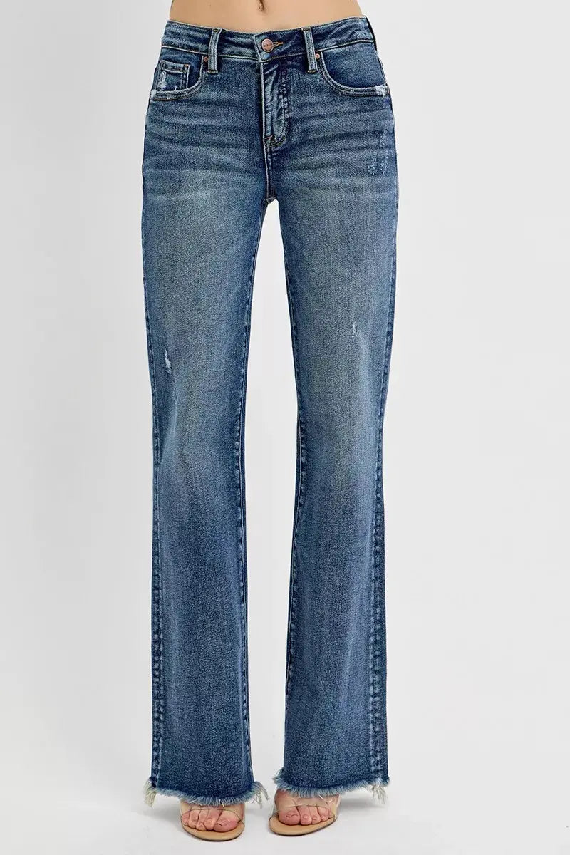 RISEN Jeans - Plus Size Tummy Control High Rise Long Straight Jeans