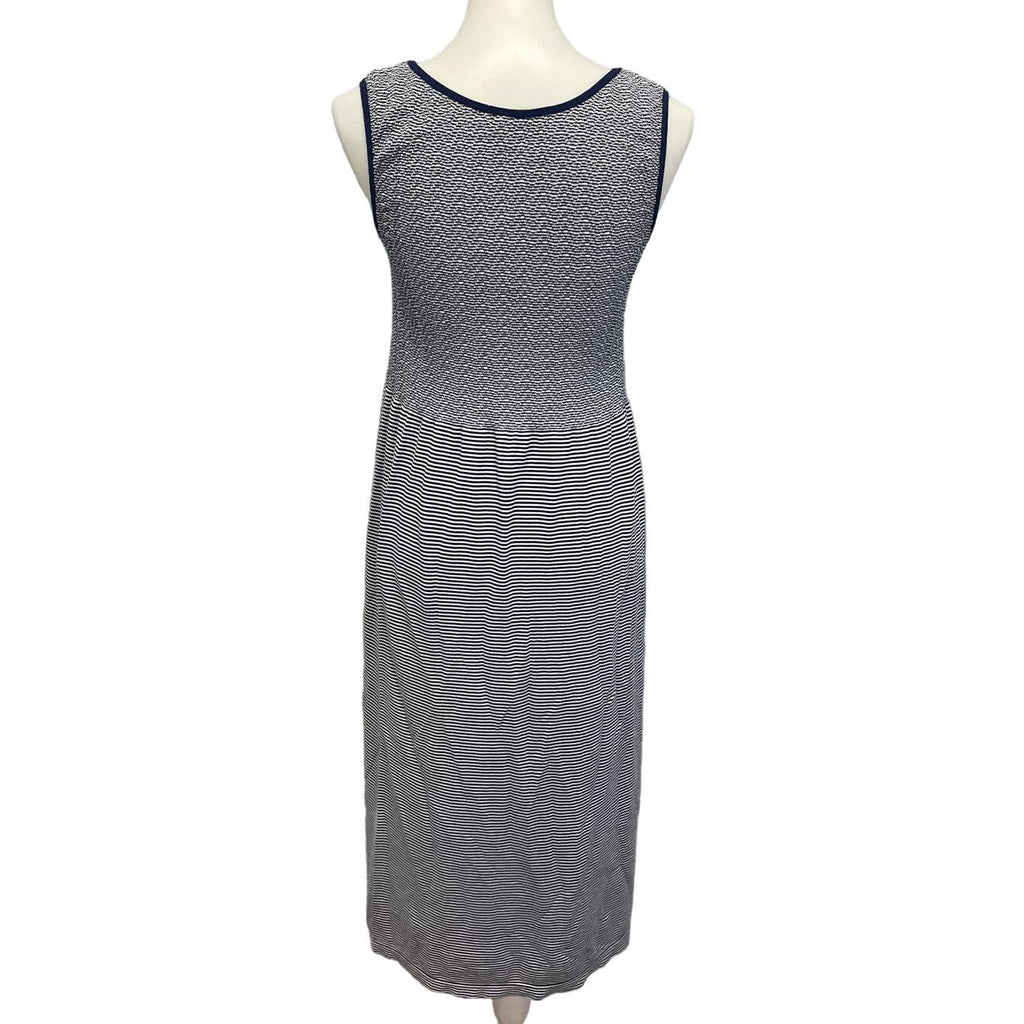 Lark & Grey Womens Medium Sleeveless Navy Striped Cotton Blend Maxi Dress