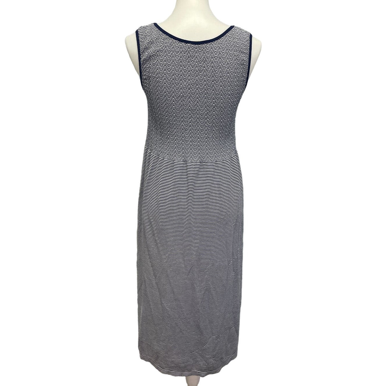 Lark & Grey Womens Medium Sleeveless Navy Striped Cotton Blend Maxi Dress