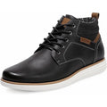 New Bruno Marc Mens 9 Black Faux Leather Mid Top Chukka Sneaker Lace Up Shoes