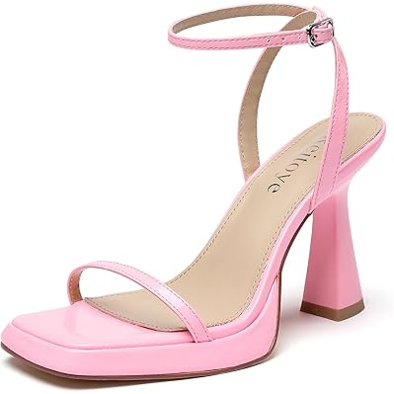 Reitoye Womens Size 10 Bubble Gum Pink 4" Heel Open Toe Ankle Strap Sandal Shoes