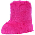 New Womens Size 9.5 Pink Faux Fur Boots Fuzzy Pull On Warm Winter Boot Shoes