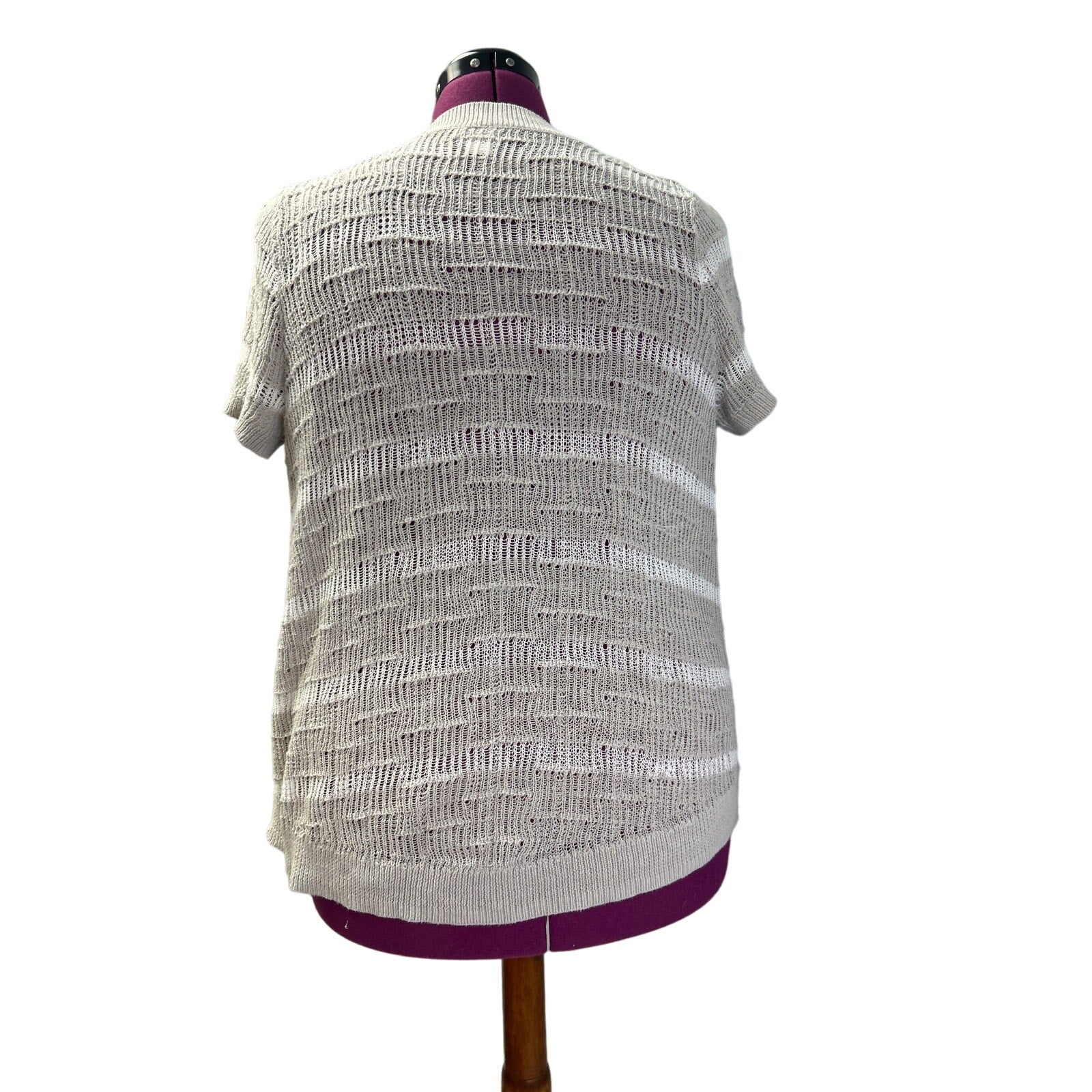 Mossimo Womens XXL Short Sleeve Loose Knit Striped 100% Cotton Open Cardigan