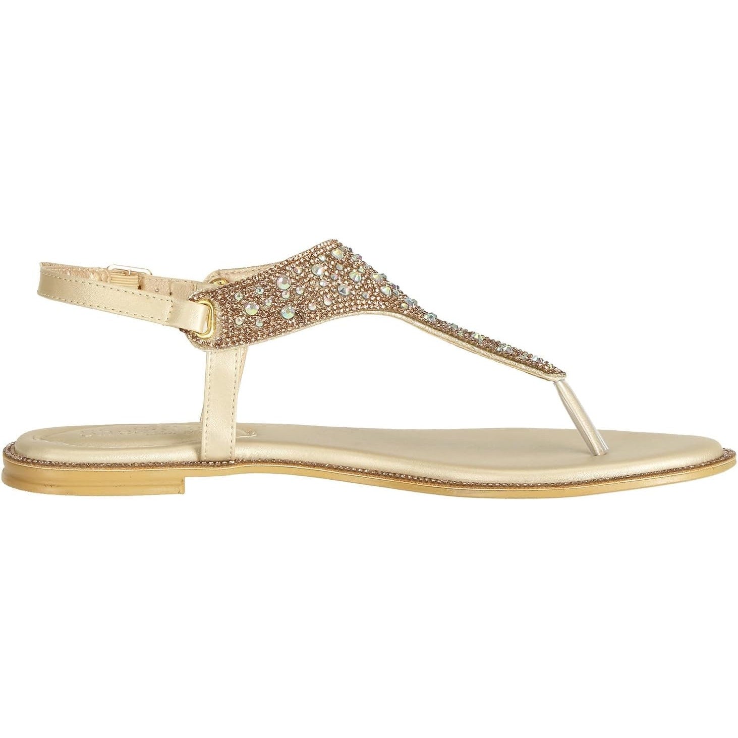 SheSole Womens Size 10 Gold Rhinestone Sandals Ankle Strap Open Round Toe Shoes