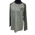 Express Mens Large 1/4 Button Long Sleeve Cotton Blend Baseball Raglan Tee Shirt
