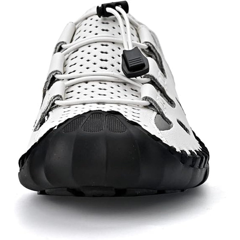 Dzujy Mens Size 14 White Sandals Drawstring Lace Round Toe Water Shoes