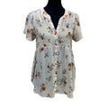 Knox Rose Medium Lightweight Floral Flowy Hi Low Button Down Smocked Blouse