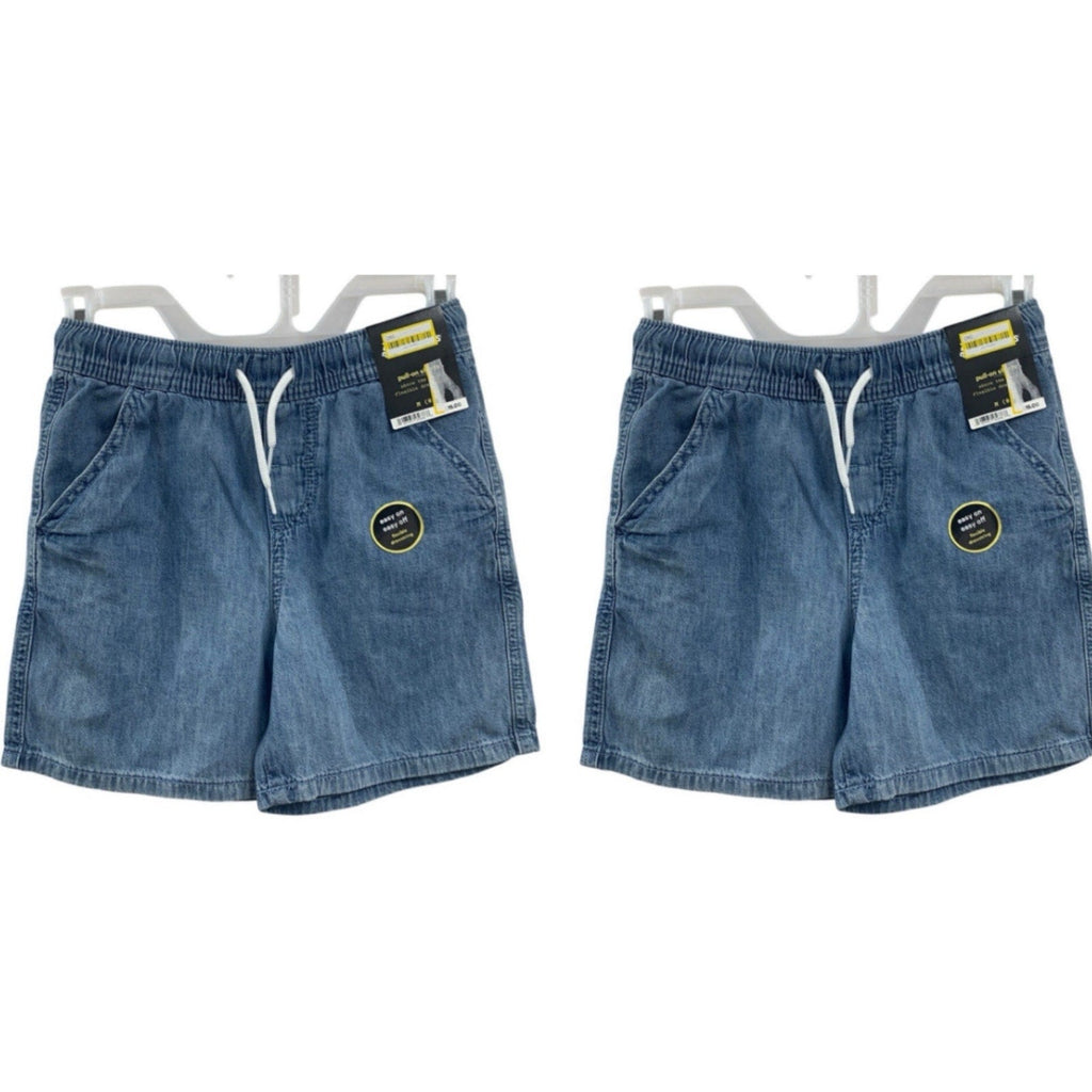 2 New Cat & Jack Kids Medium (8) 100% Cotton Denim Jean Pull On Elastic Shorts