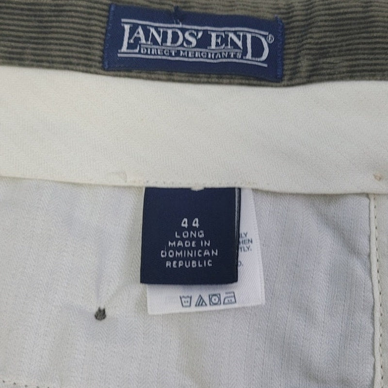 Lands End Mens 44X32 100% Cotton Pleated Front Hook and Bar Close Corduroy Pants
