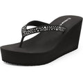 Dream Pairs Womens Size 7 Black Silver Sparkle Platform Flip Flop Sandals Shoes