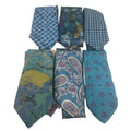 Lot of 6 Teal Blue Purple Striped Floral Vintage and Modern Mens Neck Ties
