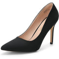 Dream Pairs Womens Size 7 Black Faux Suede 4" Heel Slide On Basic Pumps Shoes