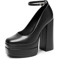 Dream Pairs Womens 8.5 Black 5.5" Platform Heel Closed Toe Ankle Strap Shoes