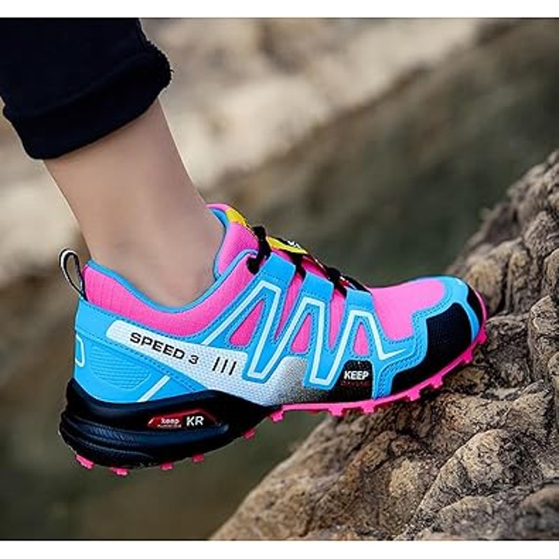 Hoverkickes Womens Size 7.5 Pink Blue Lace Up Breathable Hiking Walking Shoes