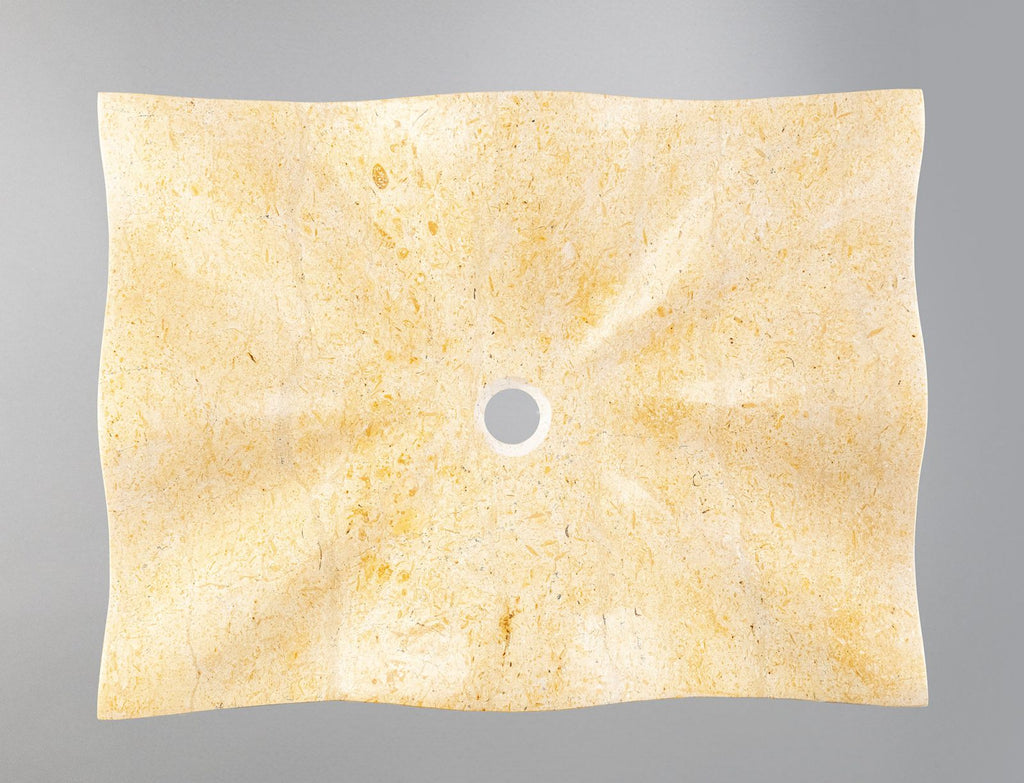 Marble Sink – Luxury Stone Sink Bathroom Basin (45x60x13 cm), Handcrafted Natural Beige Marble Vanity Bowl