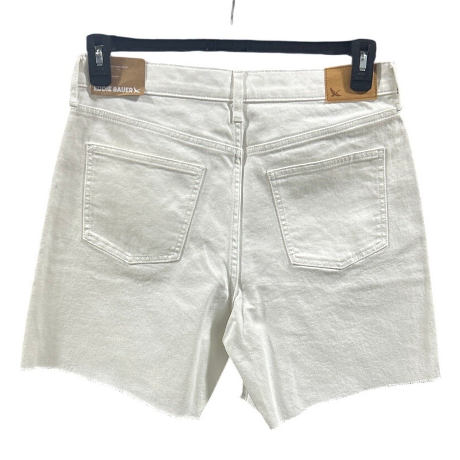 New Eddie Bauer Womens Size 6 White Stretch Cotton High Rise Cutoff Denim Shorts