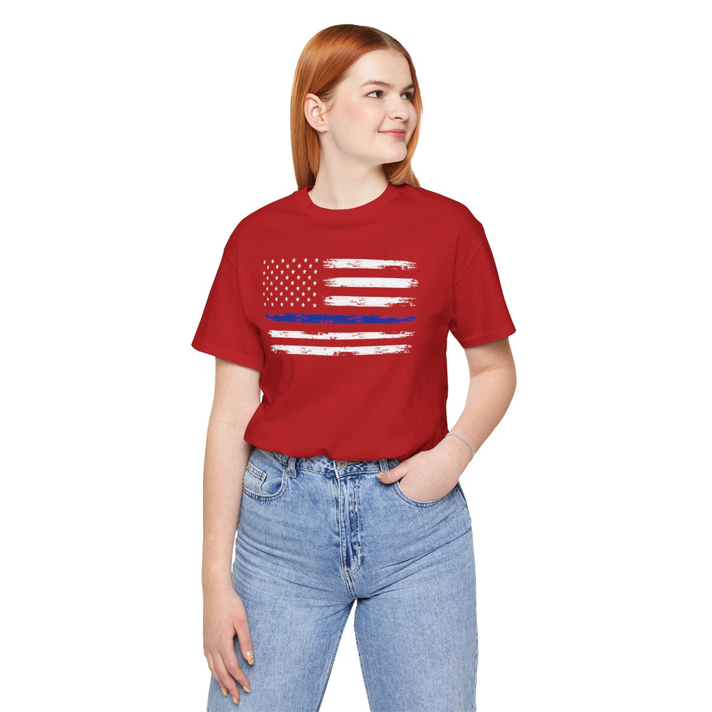 Thin Blue Line American Flag T-Shirt