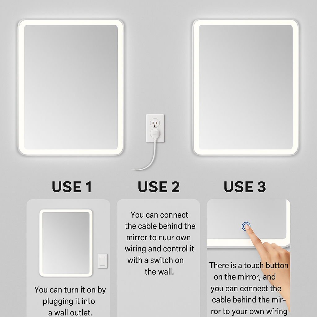 LED Bathroom Mirror – Geometric Backlit Vanity Mirror, Modern Lighted Wall Mirror