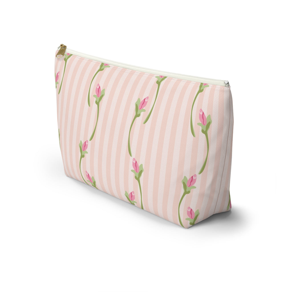 Customizable: Floral Accessory Pouch with T-bottom