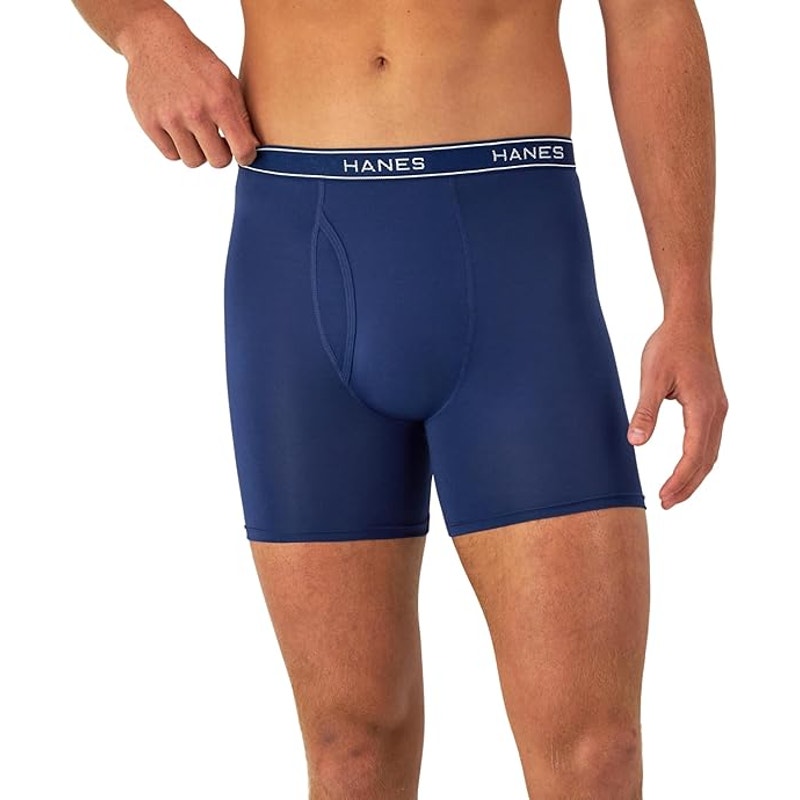 New 6 Pack Hanes Mens Large Performance Stretch Boxer Brief Underwear