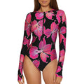 NWT New Trina Turk Womens Small Floral Long Sleeve Front Zip One Piece Swimsuit