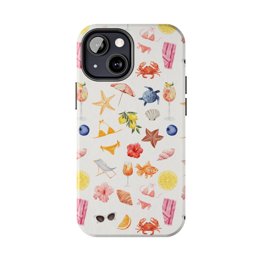 Customizable: Tropical Summer Phone Case, Vivid Coastal Design, Perfect Gift for Beach Lovers, Vacation Memories, Durable Tough Cases