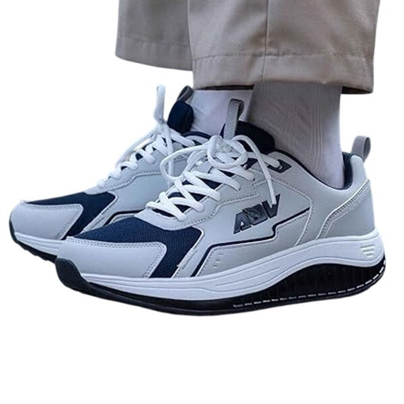 New Mens Size 7 Gray Navy Arch Support Orthotic Lace Up Athletic Shoes w Flaw