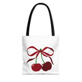 Customizable: Cherry Bow Tote Bag, Cute Carry-All for Everyday, Gift for Her, Eco-Friendly Shopping Bag, Perfect for Summer Outings