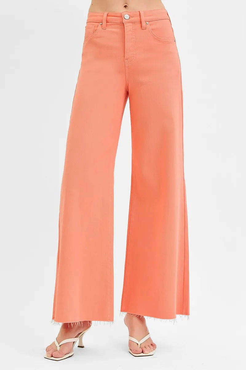 Full Size Tummy Control High Rise Wide Leg Palazzo Jeans Plus Size