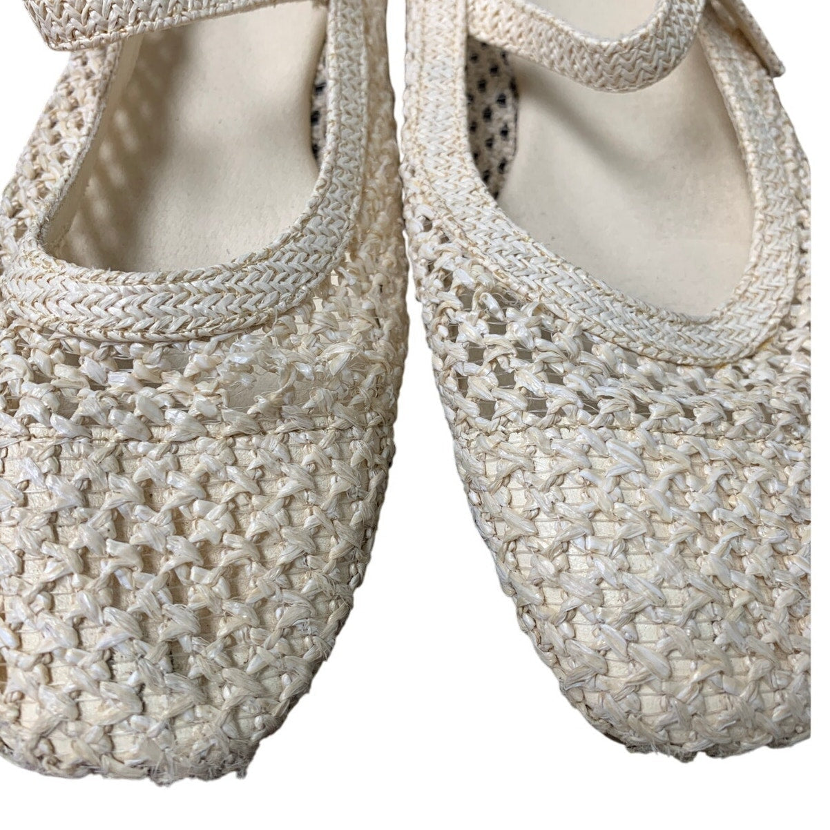 Trary Womens Size 9 Tan Woven Straw Mary Jane Buckle Strap Flat Sandal Shoes