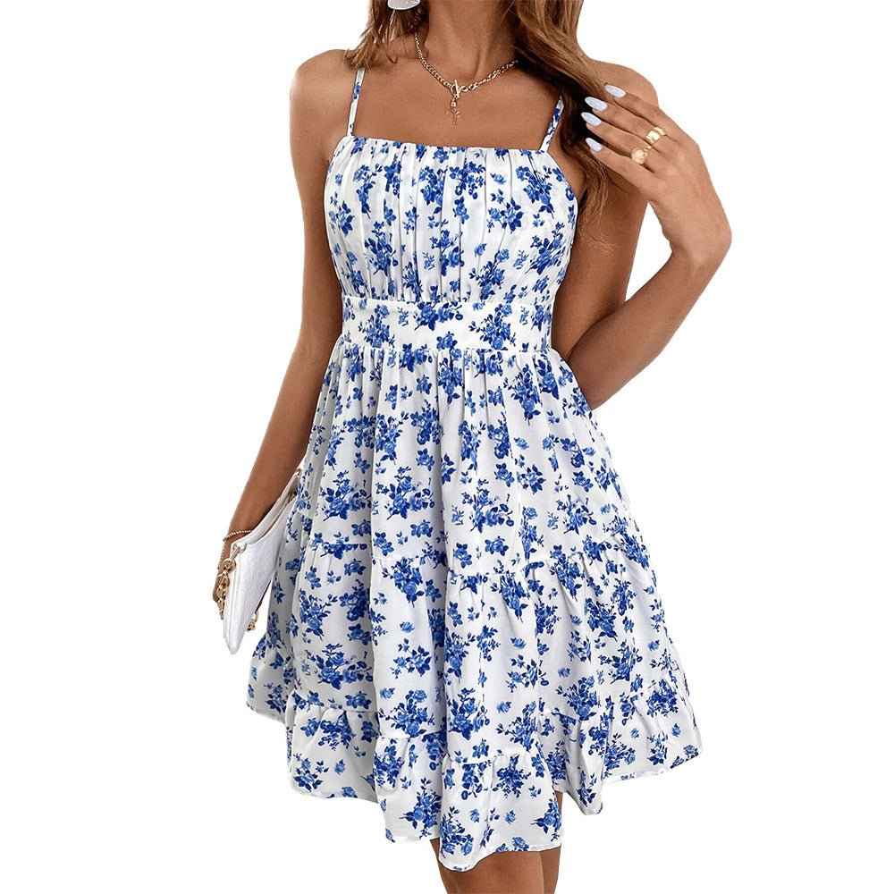 European Beauty Floral : Sleeveless Suspender Dress