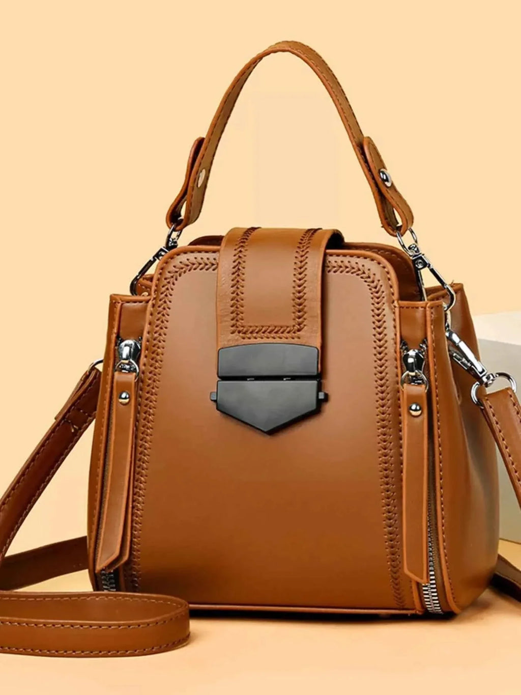 Leather Bucket Crossbody Bag
