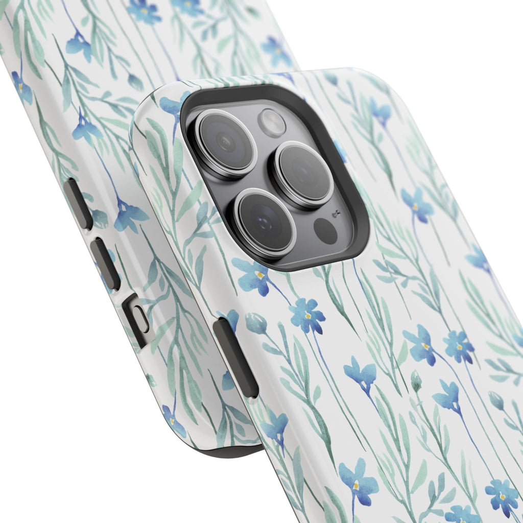 Customizable: Blue Floral Impact-Resistant Phone Case