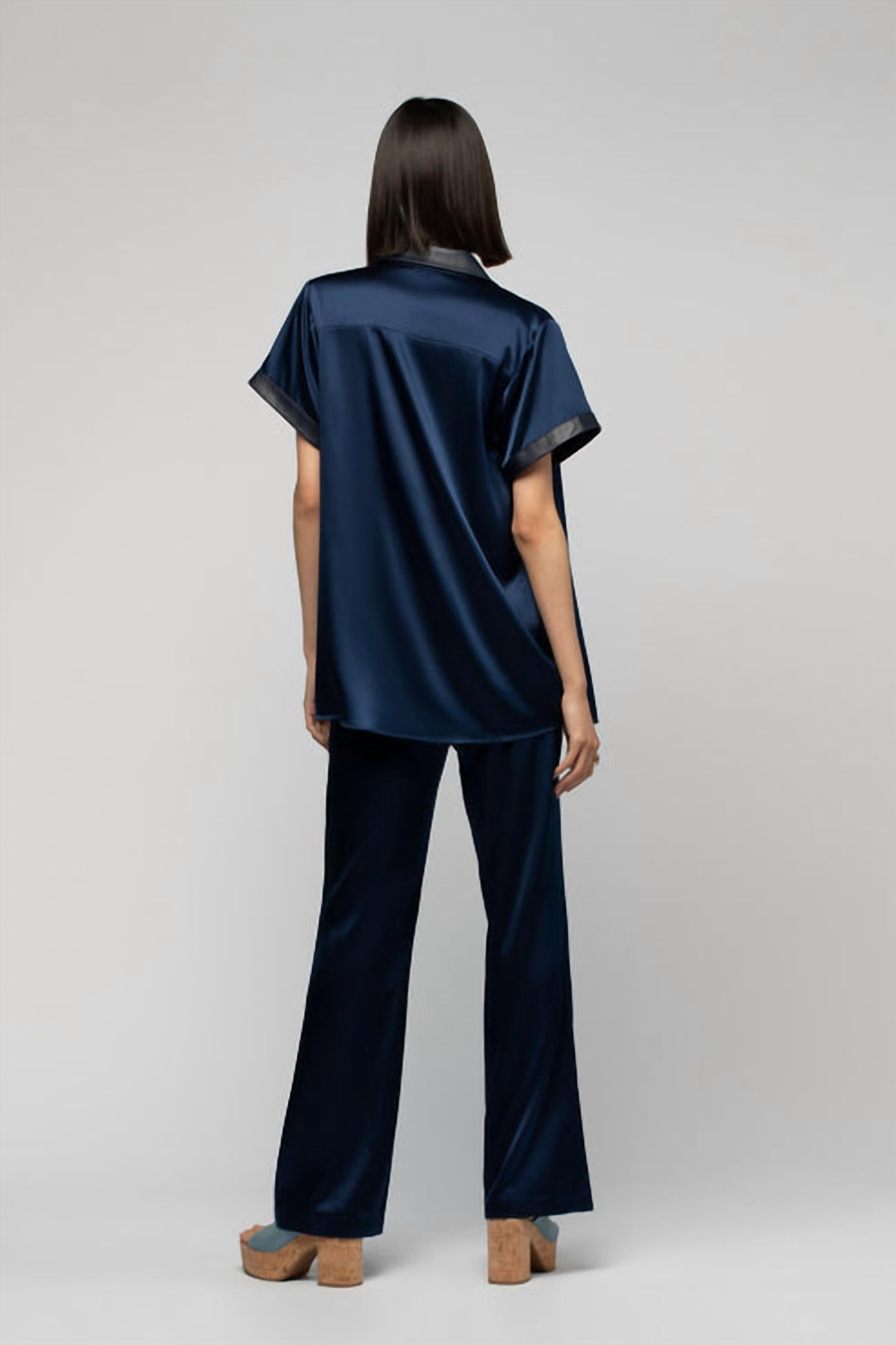 Langelika Silk Top With Leather Detail