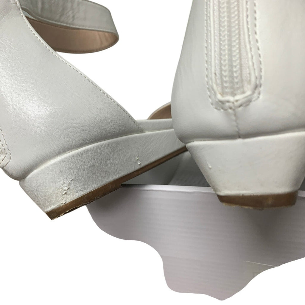 Dream Pairs Womens Size 10 White Pointy Toe Ankle Strap 1" Low Wedge Heel Shoes