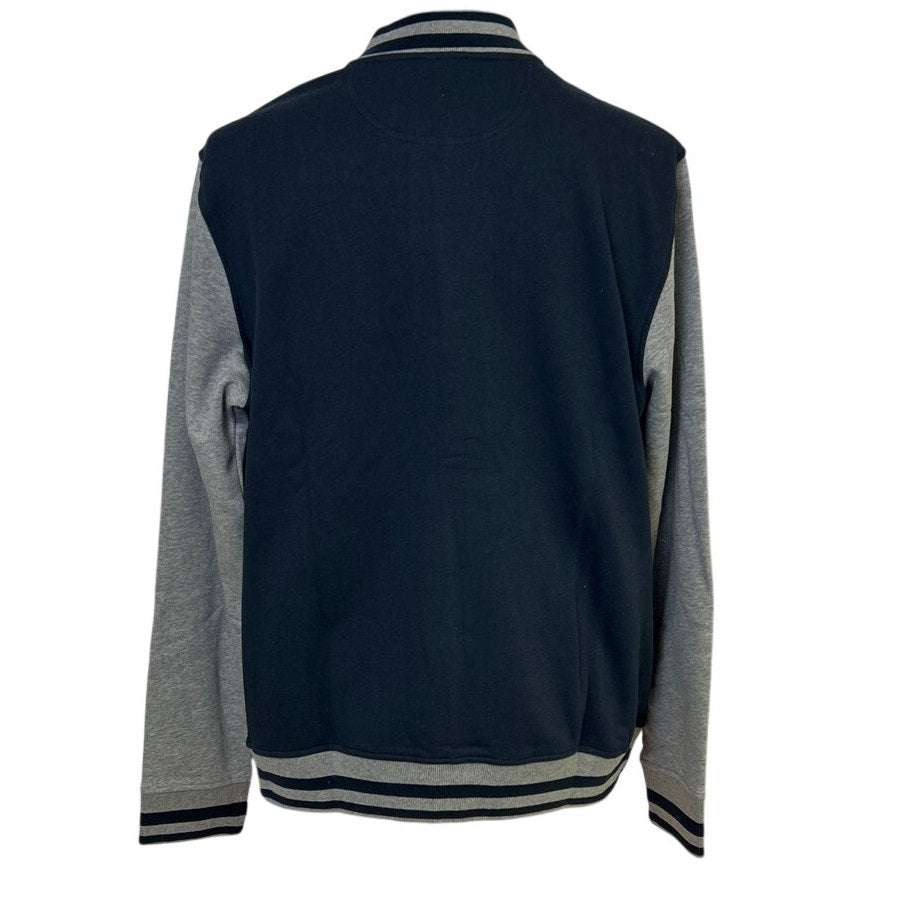 New Champion Mens Small Navy Gray Snap Up PolyCotton Athletic Wear Bomber Jacket
