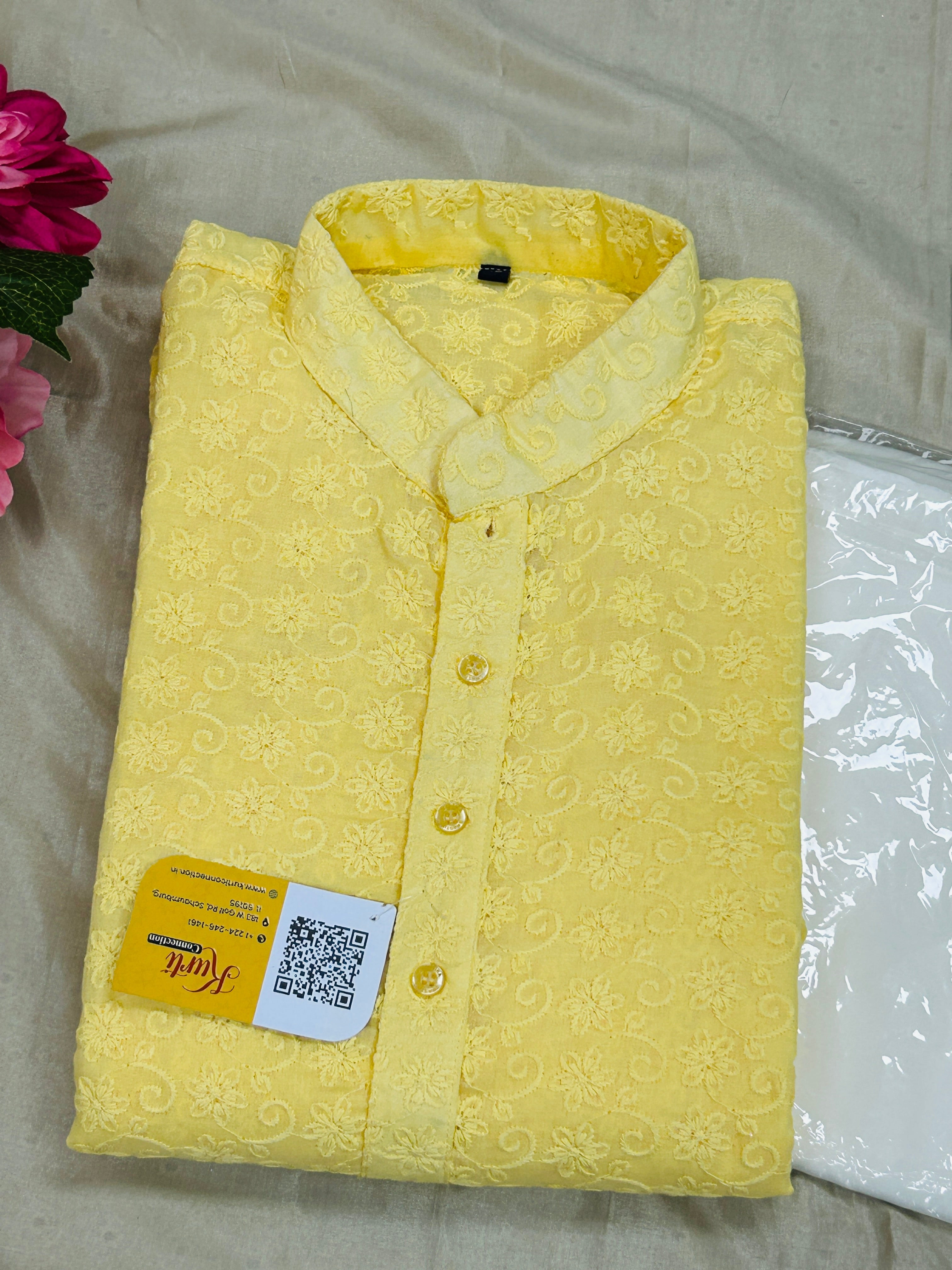 plus size cotton chikankari Kurta set