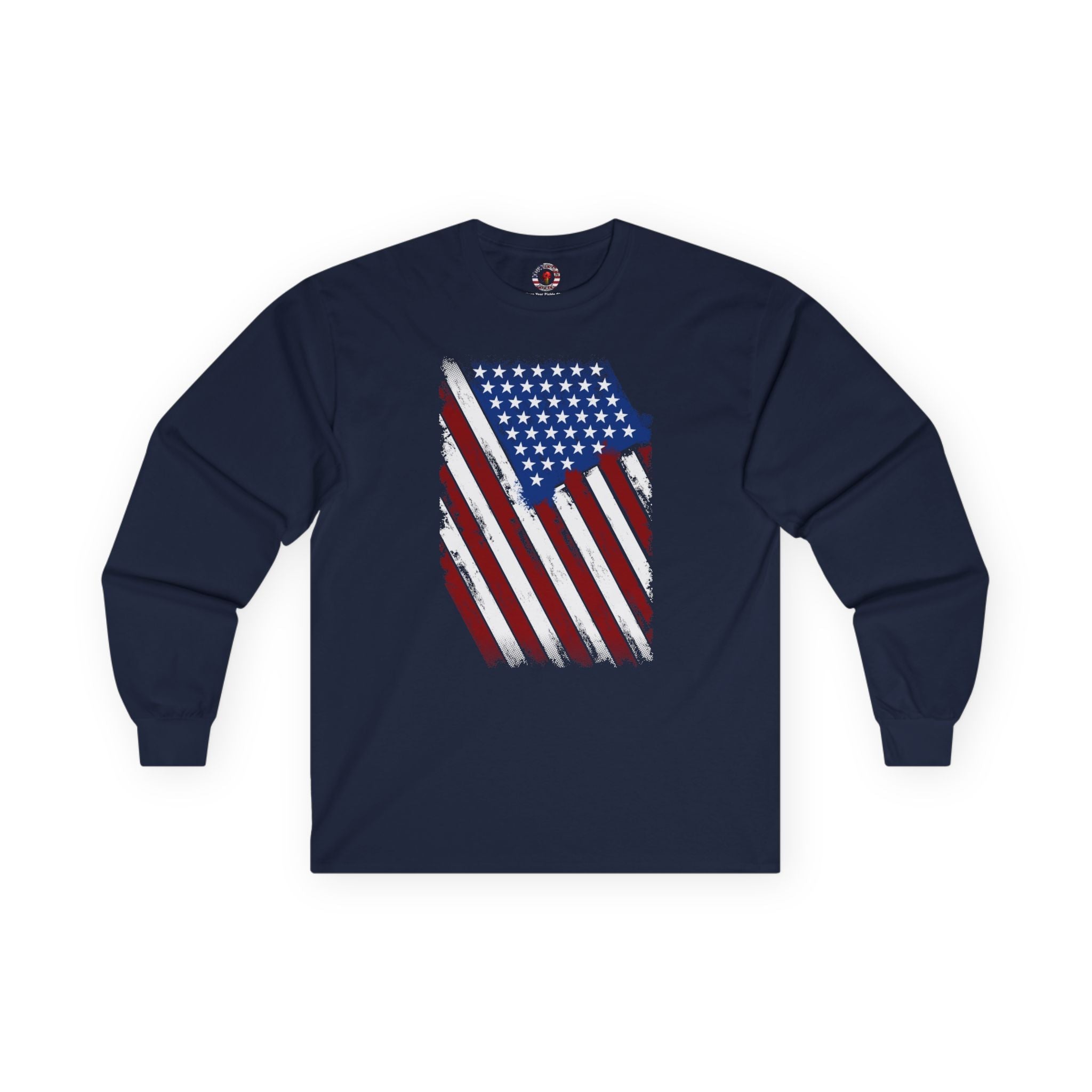 Distressed American Flag Long Sleeve Tee