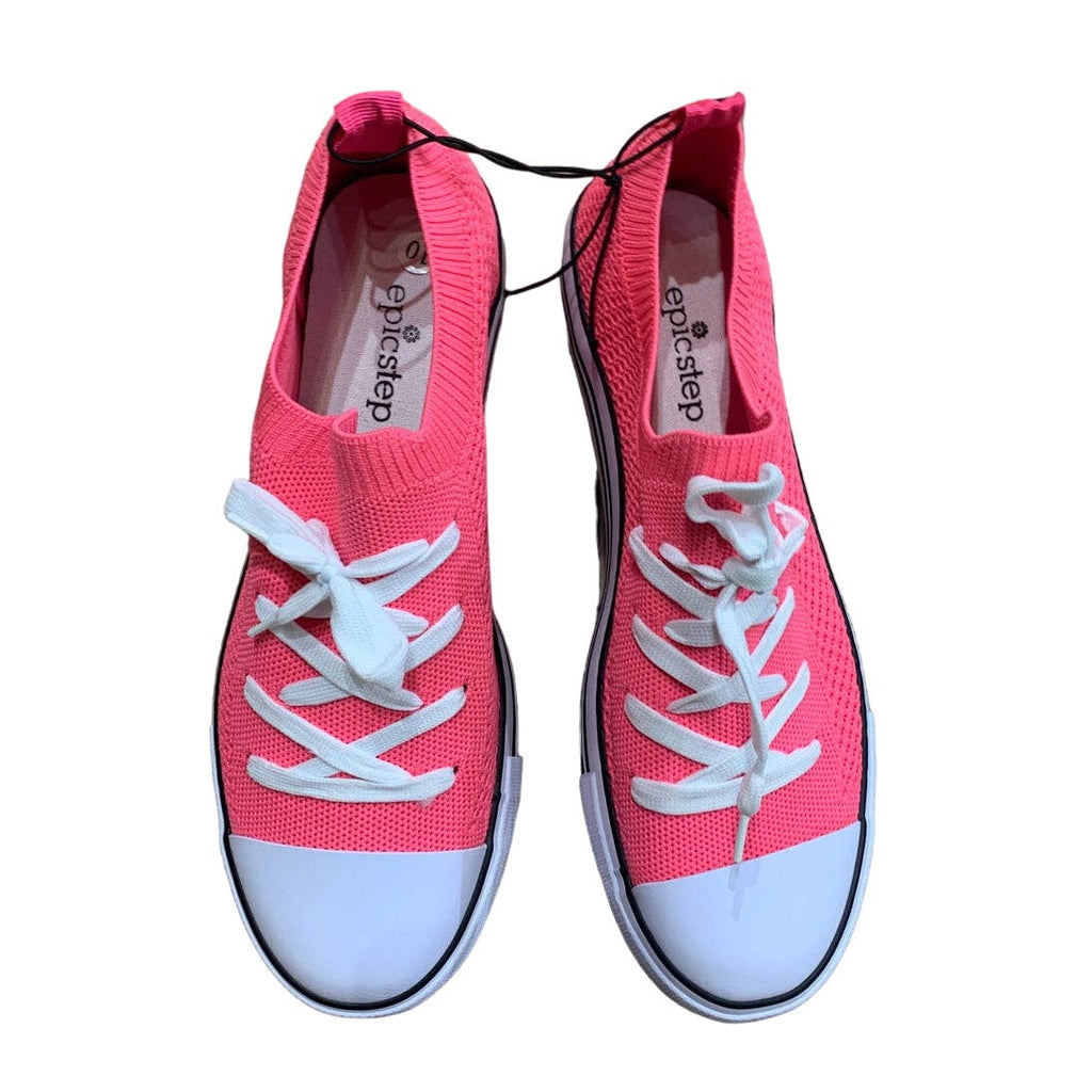 New Epicstep Ladies Size 10 Hot Pink Low Stretchy Mesh Sneakers Tennis Shoes