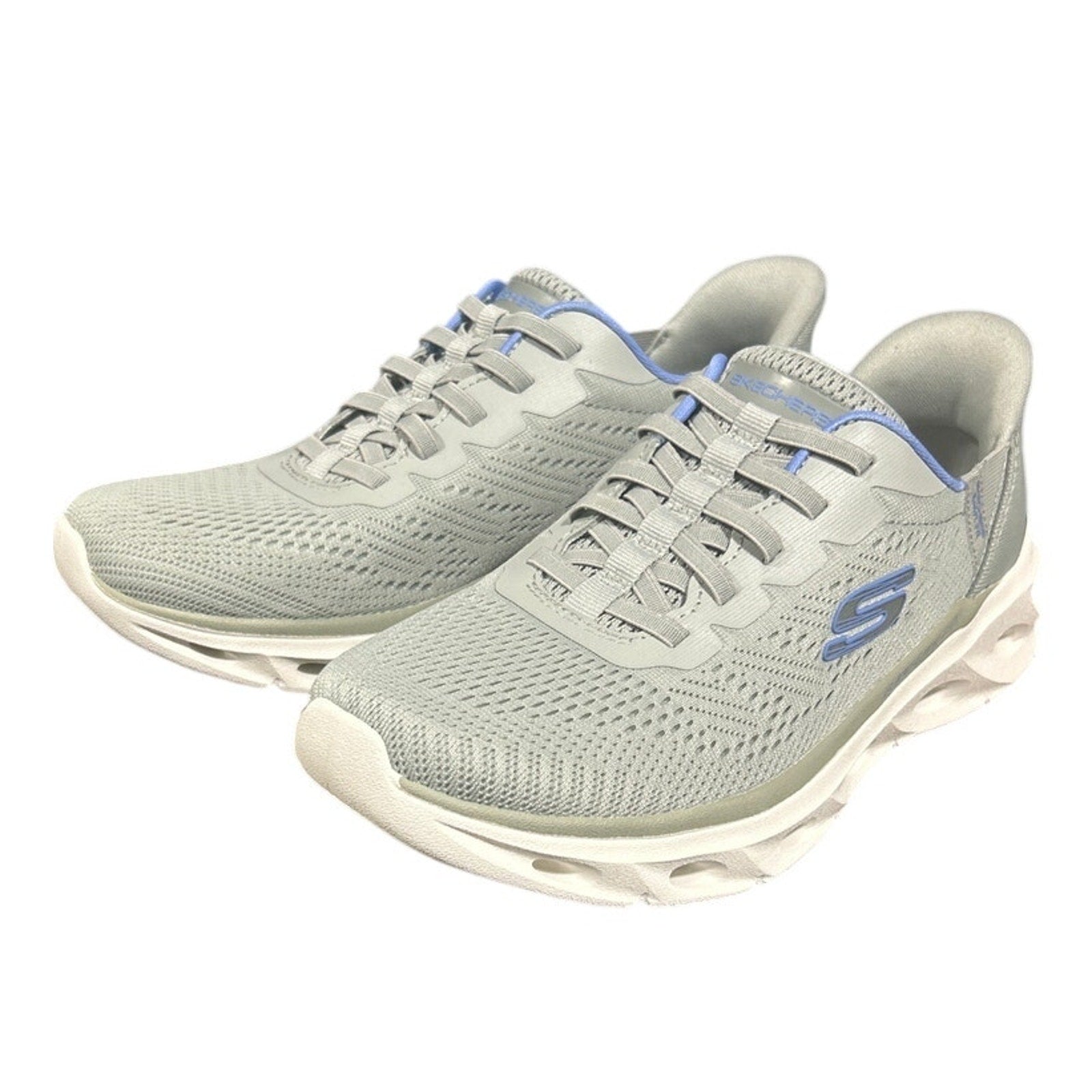 New In Box Skechers Womens Size 6 Gray Mesh Hands Free SwiftFit Slide In Shoes