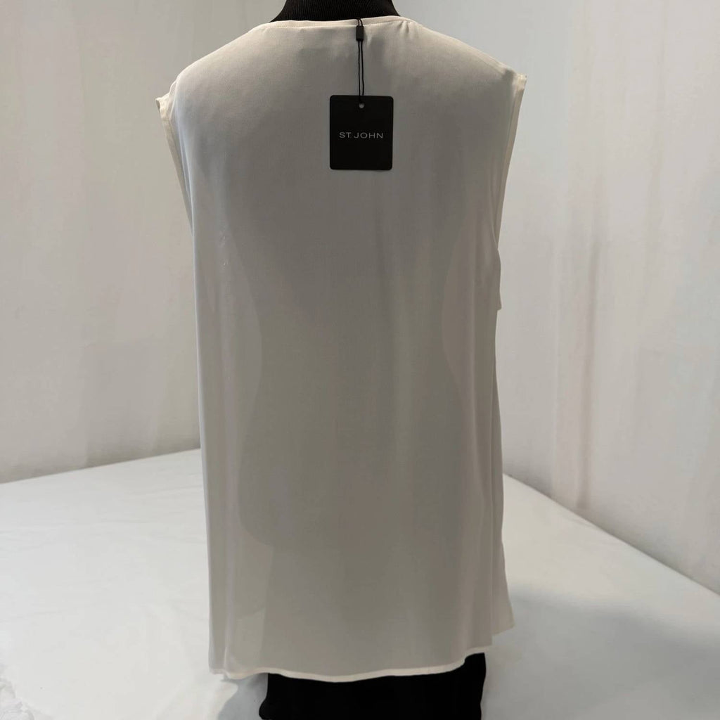 Women's Sleeveless Silk Yolk Front Tank Top