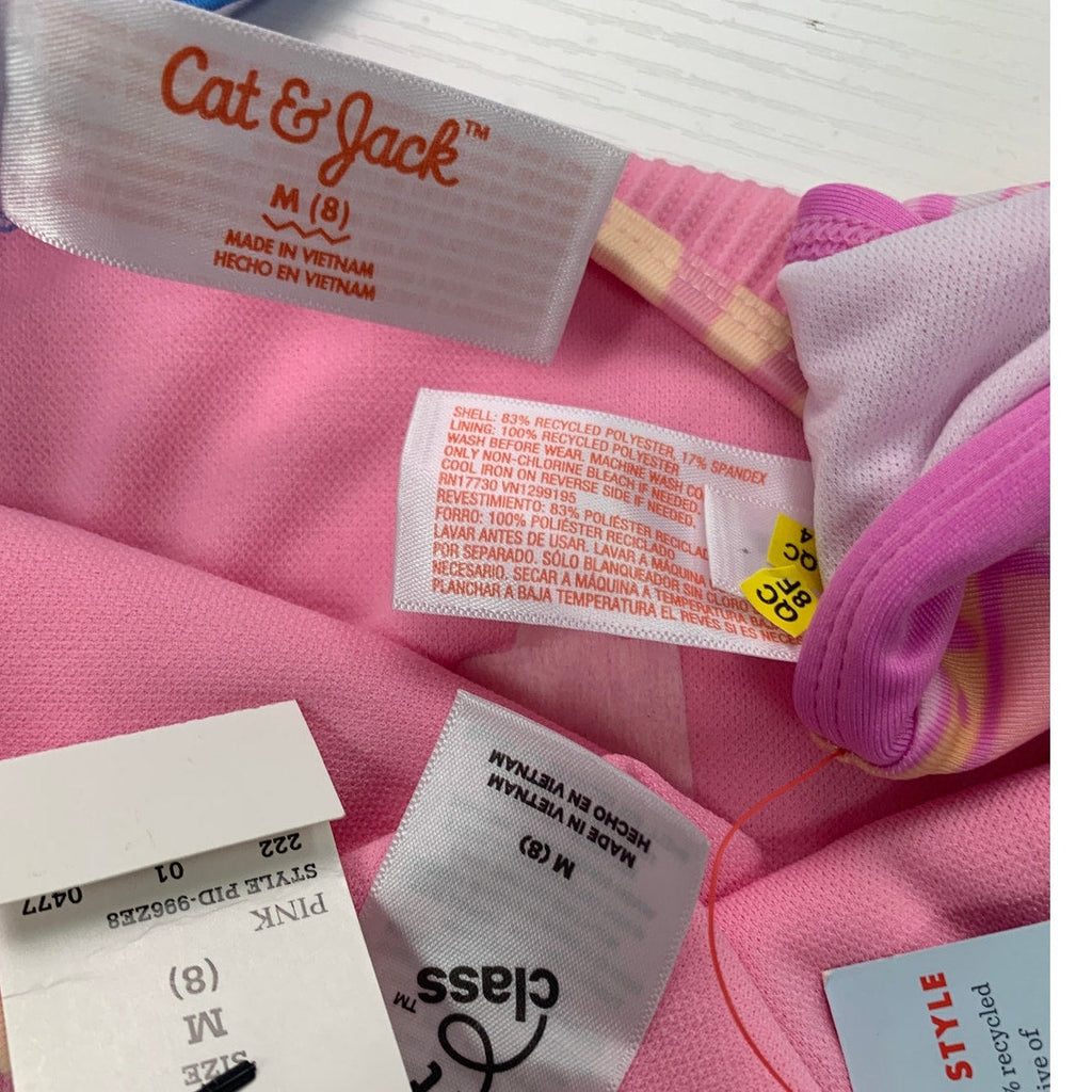 Lot of 3 New Cat & Jack Girls Medium (8) Smiley Rainbow Swim Bikini Tops Bottom